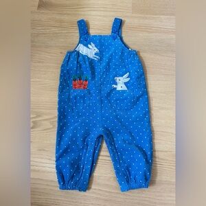 Baby Boden Elizabethan Blue Bunnies Overalls 6-9